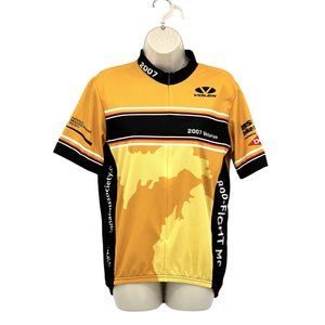 Volea Full Zip Biking Cycle Jersey T-Shirt Women Sz Large 2007 MS Society Yellow